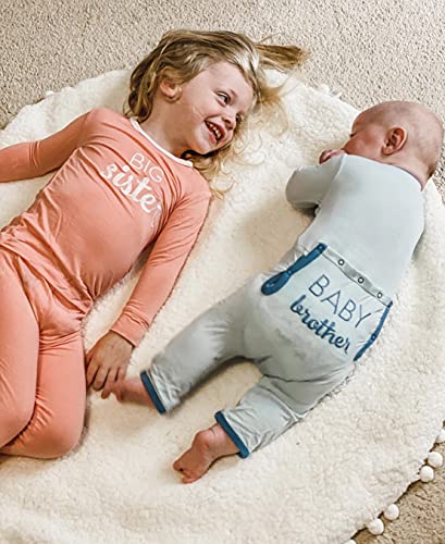 KicKee Pants Pajamas for Siblings, Big Brother & Big Sister Applique, Two-Piece Set, Zip Coverall, Baby and Kids3