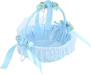 Cikonielf Portable Mariage Dentelle Fleur Panier Bonbons conteneur fête cérémonie Fournitures décoration Arc Mariage Fleur Fille pour Mariage cérémonie fête(Bleu)