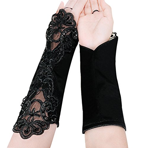 Fakeface Flower Girls Gloves Pageant Satin Bowknot Wrist Long Lace Wedding Dress Gloves 5-12Yrs4