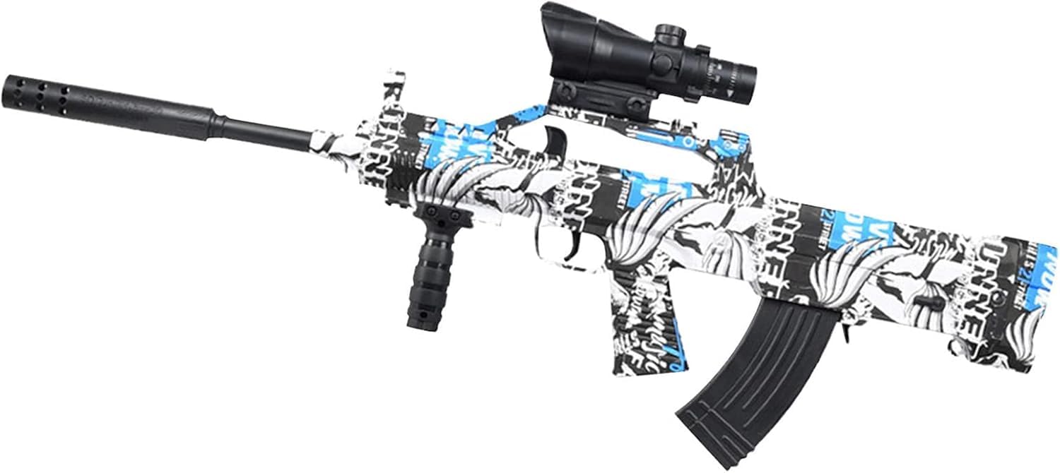 Splatter Gel Ball Blaster Gun Automatic, Full-auto and semi-auto with 20000+ Ammo and Goggles, Electric Long Range Toy Gun for Shooting Team Games Outdoor Activities Ages 12+ (blue camouflage‌)