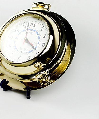 Nagina International Nautical Boat's Porthole Time & Tide Clock | Maritime Brass Ship's Decor (6 Inches)