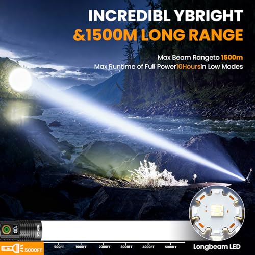 Hoxida Rechargeable Flashlights 2 Pack, 6 Modes Zoomable Powerful Tactical Linternas with LCD Digital Display, Super Bright High Lumens Handheld Magnetic Flashlights for Home Emergencies Camping - image 7