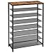 VASAGLE Étagère à Chaussures à 8 Niveaux, Porte-Chaussures, Meuble de Rangement, Grilles en Métal, 32-40 Paires, pour Entrée, Couloir, Salon, Chambre, Marron Rustique et Noir LBS012B01