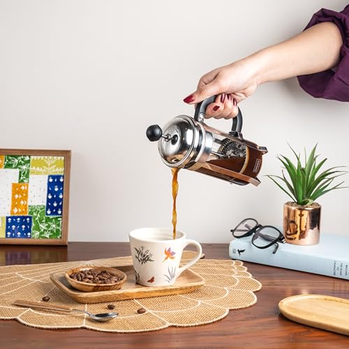 Image of Sipologie Vintage French Press Coffee Maker 350ml, 4-Level Filtration System for Sediment-Free Coffee, Heat-Resistant Durable Borosilicate Glass, Silver