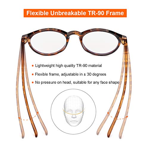 Image of Gleyemor Blue Light Glasses for Men Women, Vintage Round Frame Eyeglasses | Blue Light Blocking Glasses, Lightweight TR90 Frame, Work Gaming Daily Screen Office Computer Use