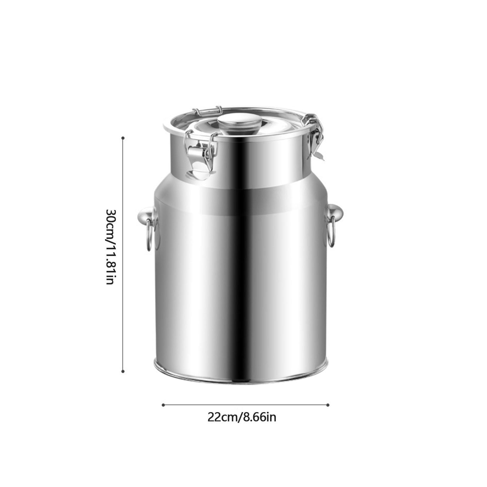 Lechera de acero inoxidable, recipiente hermético con tapa, jarra de almacenamiento para leche, vino, aceite, cocina, 11 L, cubo de leche duradero para conservación de alimentos