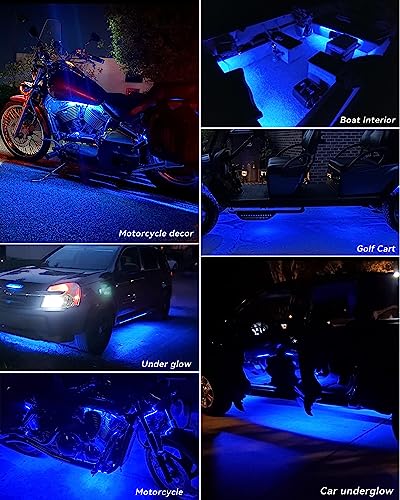 Car Led Strip Lights 12" Connectable Blue Led Light Strips For Cars Motorcycle Golf Cart Boat Marine Waterproof 12Volt Led Strip Light, 4Pack #TOP4