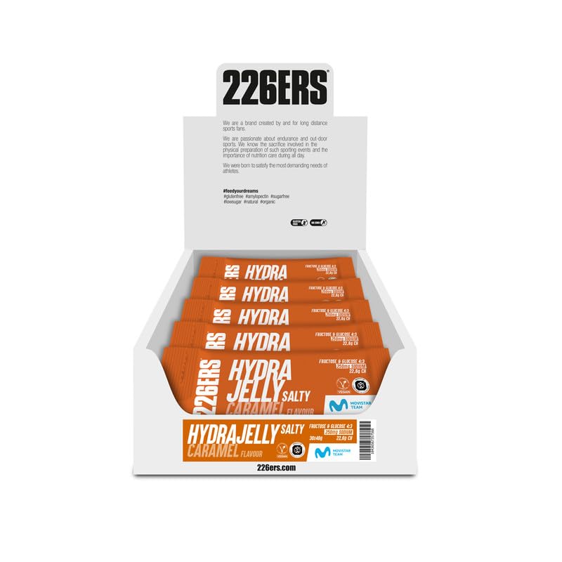 226ERS - Hydrajelly, Gel Energético Textura Gelatina, 30 x 40g, a Base de Glucosa y Fructosa, Energía Inmediata, Recuperación Muscular, Aporte de Sodio, Mejor Asimilación y Digestión, Caramelo Salado