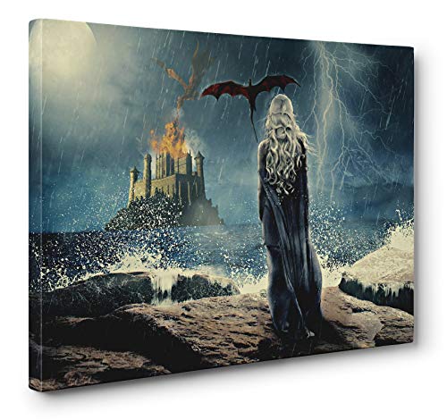 OneCanvas Game of Thrones Daenerys Mother of Dragons Premium Thick-Wrap Canvas Wall Art Print (16x24in.)