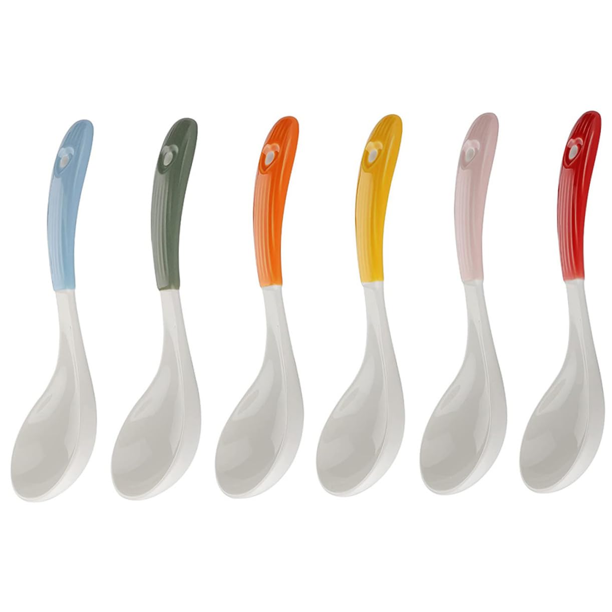 6Pcs Ceramic Tableware Handle Chinese Soup Spoons for Home Use Lightweight Easy to Store for Soup Porridge and More Color Variety