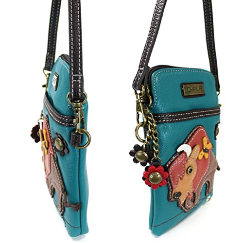 Image of CHALA Wilderness Animal Collection Cell Phone Crossbody Purse-Women PU Leather /Canvas Multicolor Handbag w /Adjustable Strap