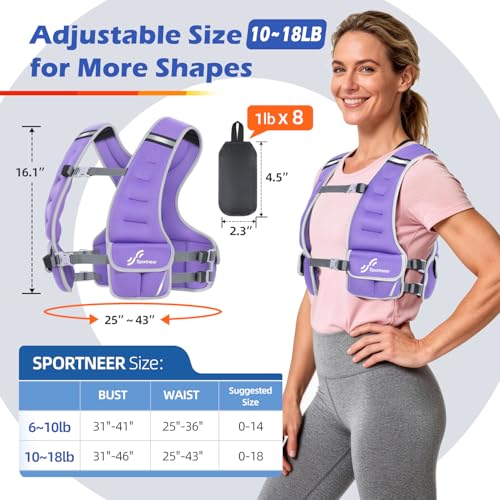 Image of Sportneer Adjustable Weighted Vest Woman: 6-10lb /10-18lb Weighted Vests