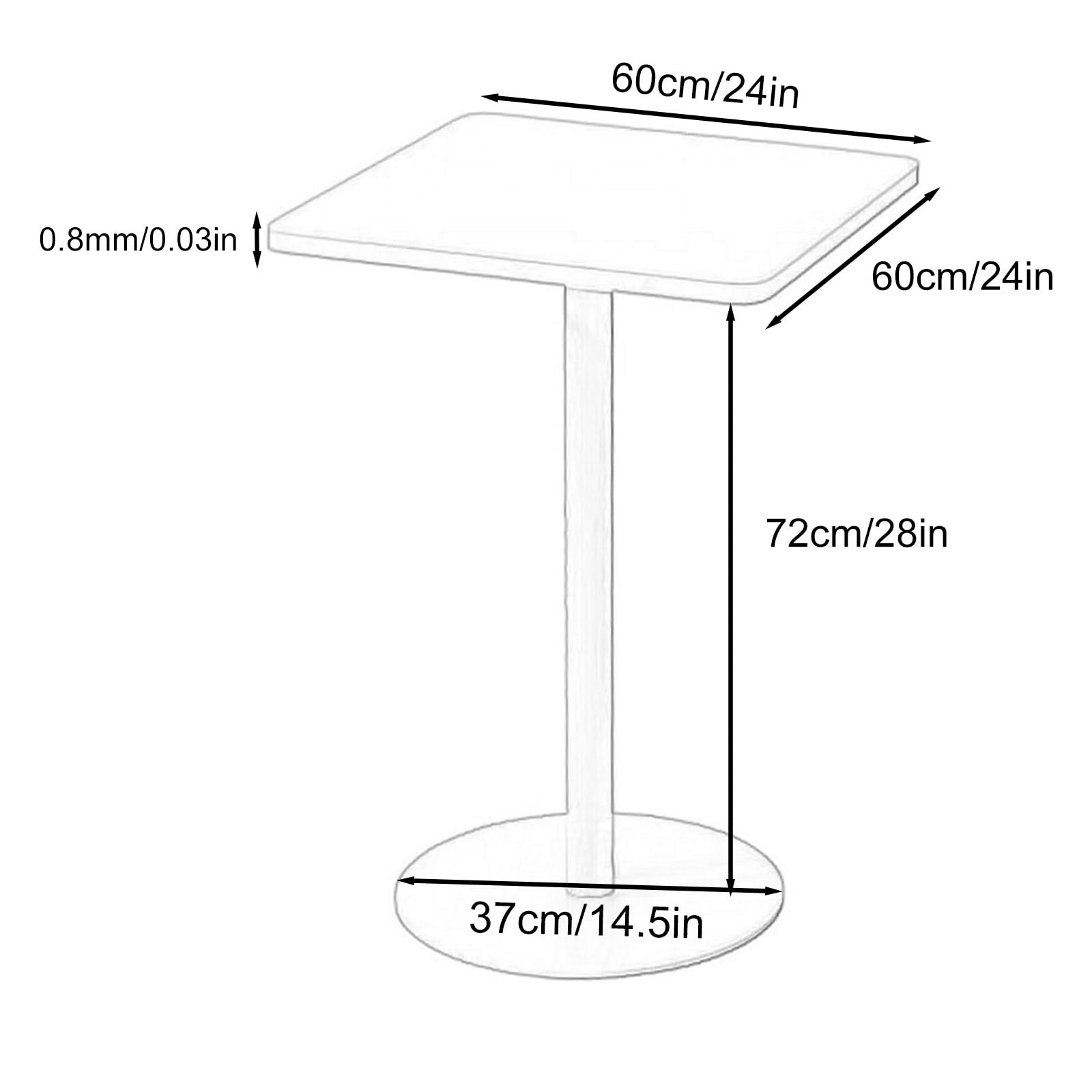 Tavolo da pranzo alto in metallo, 61 cm, piano quadrato, con base rotonda, per sala da pranzo o caffetteria, supporta 99,8 kg