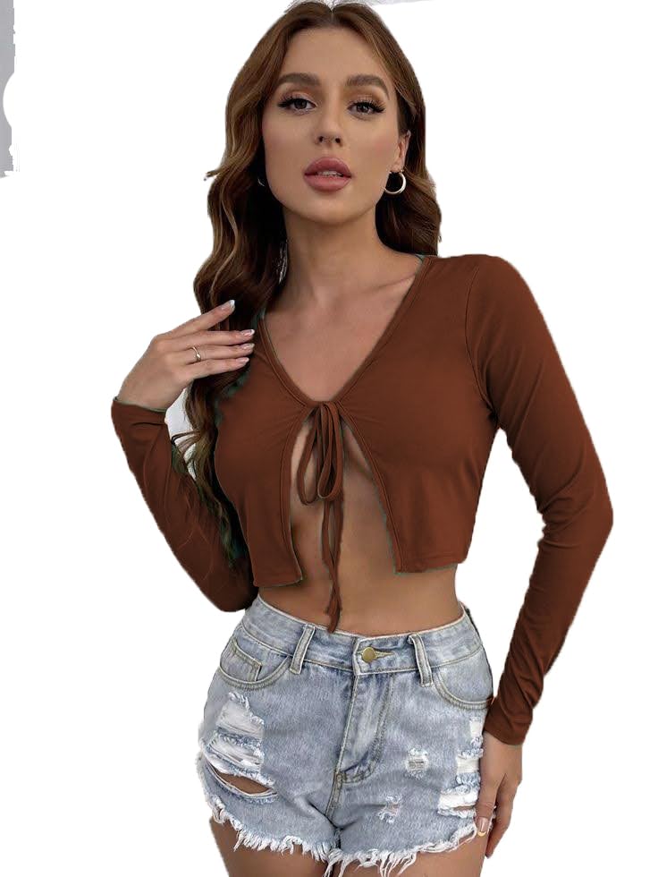 luktrima Open Front Shurg for Women Crop Length-picture-36