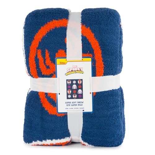 Image of Jay Franco Marvel Spidey & His Amazing Friends Feather Knit Fluffy Throw Blanket - Ghost Spider and Miles Morales Fuzzy Blanket Measures 50 x 60 inch - Super Soft Lightweight Bedding