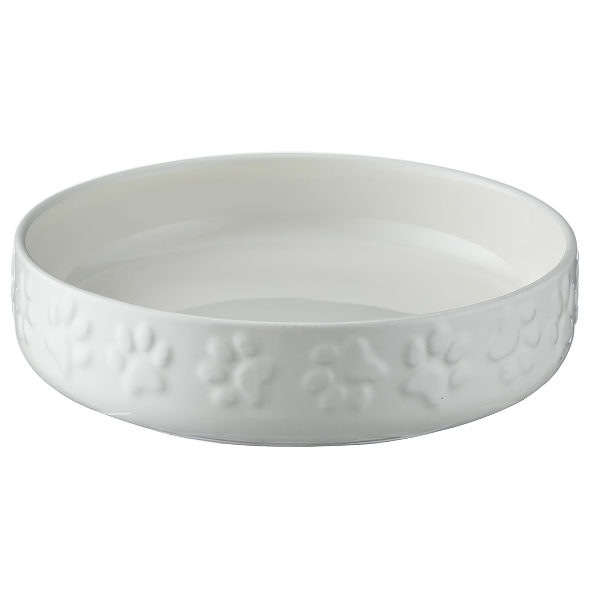 Mason Cash: Paw Print Pet Saucer - Cream - 5.2", 6.8oz - Cat Food-Water Dish, Ceramic Stoneware, Microwave-Dishwasher Safe, Meal Feeding-Hydration