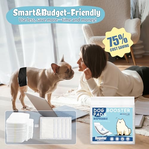 Image of LeapSheep Dog Diaper Liners Pee Pads for Male and Female Dogs, Dog Period Pads, Super Soft Absorbtion Dog Booster Pads Fits Belly Bands, Wraps and Washable Doggy Diapers Female (S, 20)