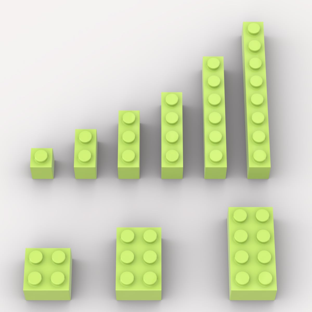 YUJHITP 100 Piece Grass Green Classic Building Blocks, Compatible with LEGO, 9 Sizes, A0001