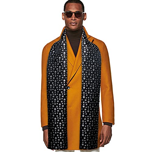 YOHOWA Men/Women Christmas Scarf Black White Snowflake Lightweight Silk Feeling Print Soft Scarves Fashion Neckerchief Wraps Xmas Gift Holiday Vacation