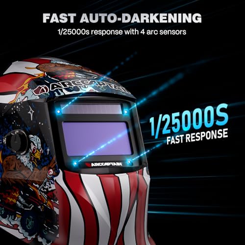 ARCCAPTAIN Large Viewing Screen Welding Helmet, 1/1/1/1 Top Optical Clarity Auto Darkening Welding Hood, 4 Arc Sensor 1/25000s Response Time True Color Weld Hood Helmet HSH-S800 Fly Eagle by ARCCAPTAIN - Image 3