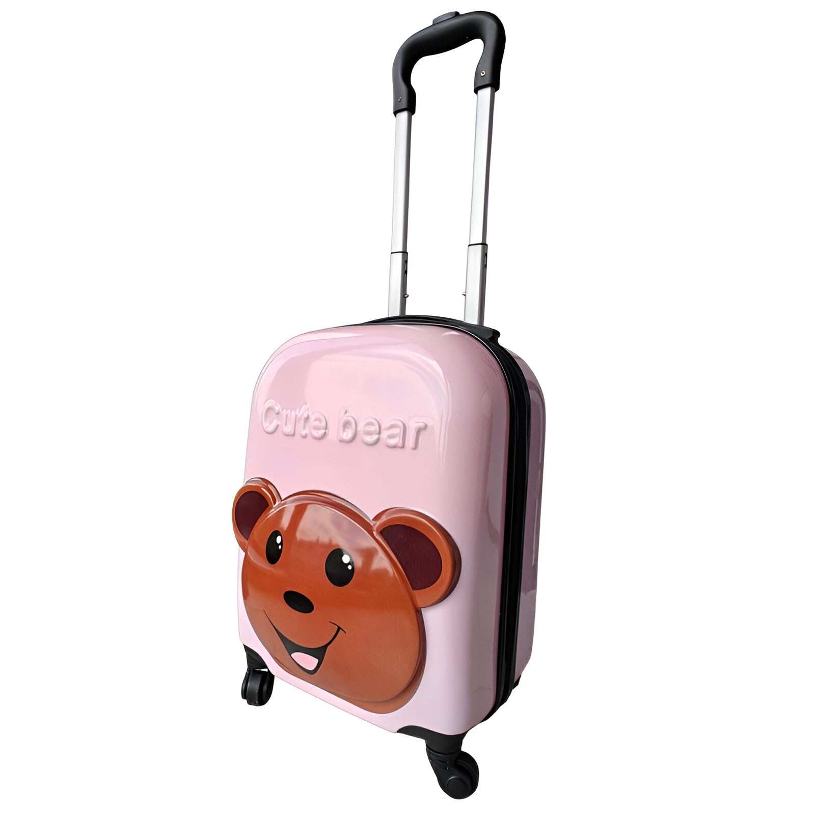 Kinder Trolley Koffer 3D Teddy Bär – Kindertrolley Hartschale ABS Polycarbonat 44x31x22 cm mit 4 Rollen & Teleskopgriff – Mädchen Handgepäck Koffer