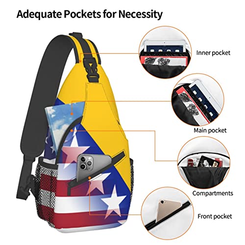 Mochila de bandolera unisex con bandera Americana y Bosnia miniatura 5