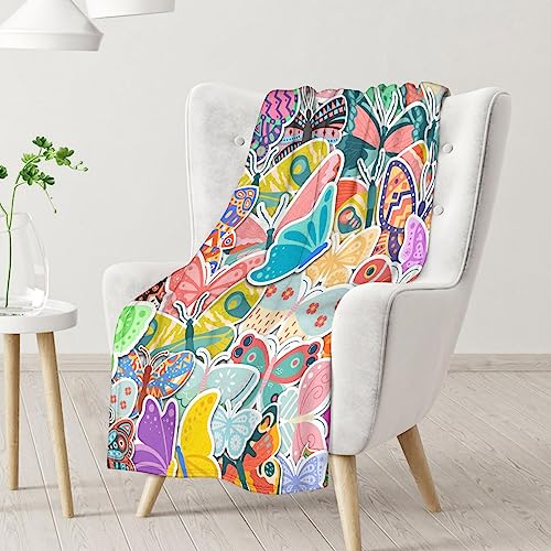 Butterfly Blanket Gifts - 40"x50" Cute Throw for Women, Girls - Colorful Soft Fuzzy Blankets for Couch & Sofa