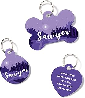 waaag Pet ID Tags, Personalized Moutain Forest Landscape Pet ID Tags, Dog Tag, Cat Tag, Name ID Tag, Dog Collar Tag, Cat Collar Tag