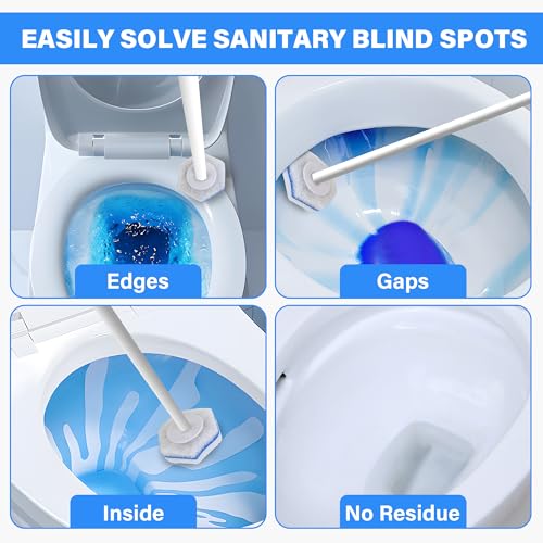 Image of 50PCS Toilet Bowl Wand Refills, Disposable Toilets Brush Heads with Gloves, Wall Mounted Toilet Scrubber Refill, Toilets Wand Refills Upgraded Heads Compatible with Cloro x Wands Refill
