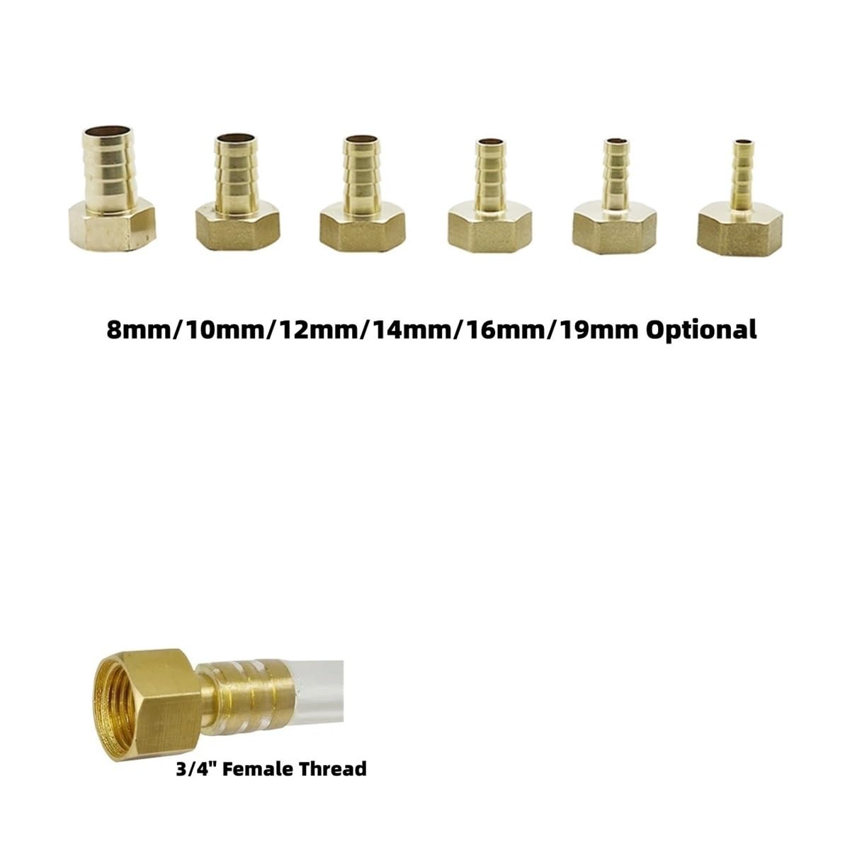 Schlauchtüllenverbinder, 3 Stück, 24 mm Innengewinde, Messing, Barb Splicer Mender for Aquarium, Luft, Aquarium, Rohrverbindung(16mm)