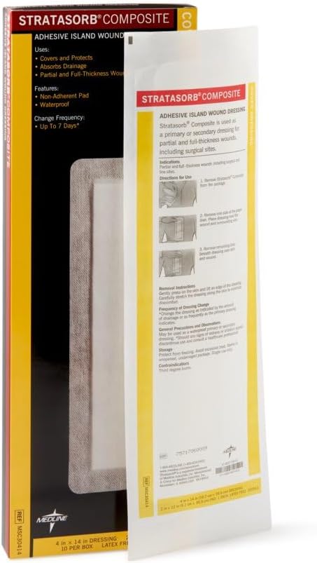 Miniatura 2 de Medline Stratasorb - Apósitos adhesivos compuestos para heridas, 4 x 14 pulgadas (paquete de 10)