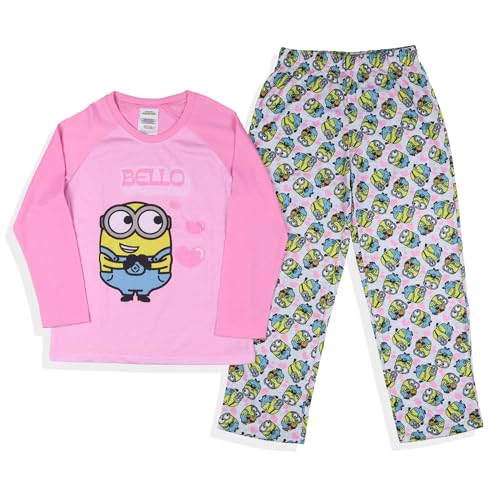 Despicable Me Girls' Minions Bello Hearts Sleep Lounge Pajama Shirt and Pants Set3