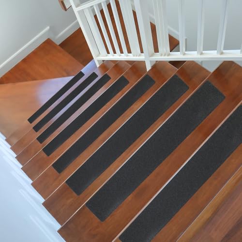 Image of Outdoor Non Slip Tape 6'' x 32'' (15-Pack) High Traction Adhesive Treads - Heavy Duty 80 grit Black Non Slip Tape -Anti Skid Strips - Grip Tape for Steps