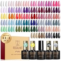 ROSALIND UV Nagellack Set, 48 Stück Weiß Rosa Violett Rot Grün Blau Gel Nagellack, Soak-Off Mini UV Farbgel Gelnägel für Nagel Design Gel Nail Polish Frühling Sommer Geschenk