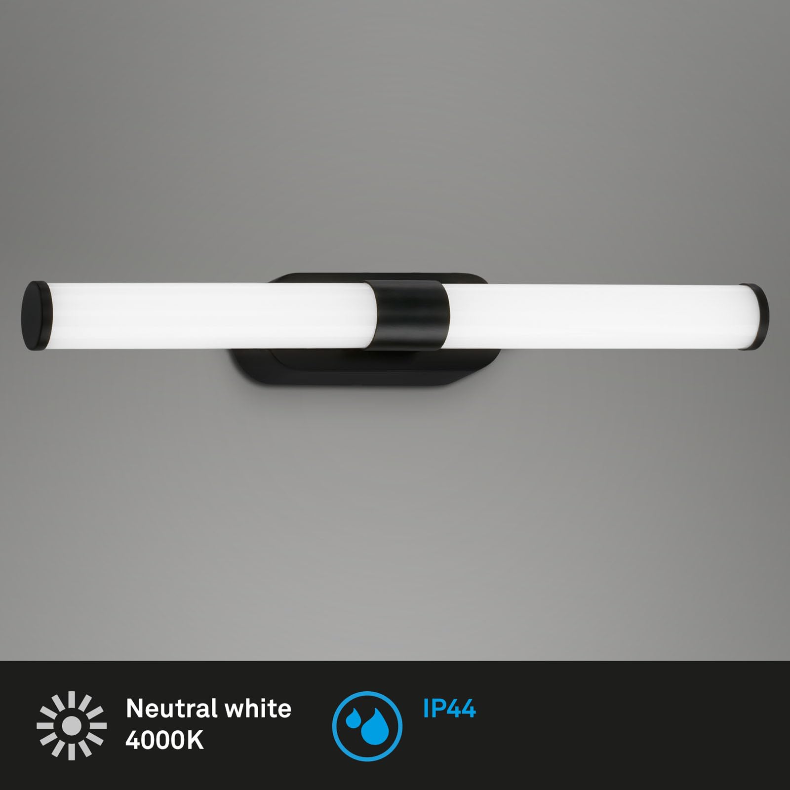 BRILONER - Lampa LED do lustra łazienkowego, lampa łazienkowa, lampa ścienna, IP44, neutralny biały kolor światła, 7 W, czarny, 40 cm