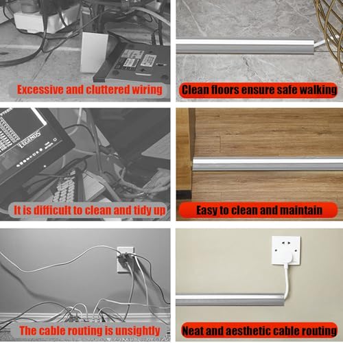 Cubrecables para piso, cubrecables adhesivos, cubrecables de acero inoxidable para pared, protector duradero para gestión de cables (oro rosa) miniatura 4