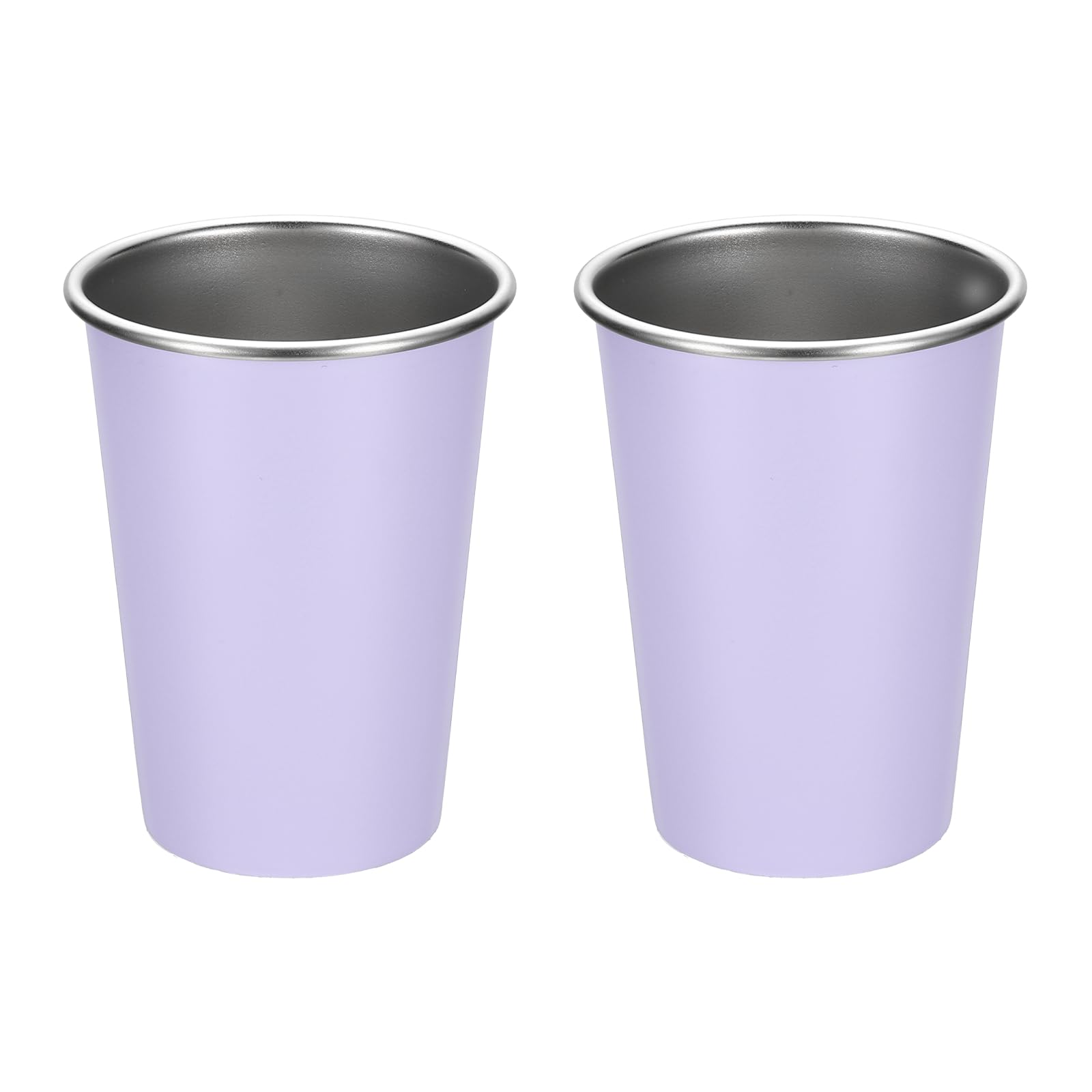 sourcing map 2Pcs Stainless Steel Pint Cups, 500ml/16.9oz Portable Metal Cup Stackable Shatterproof Water Tumbler Drinking Glasses for Home Office Traveling Camping, Party, Bar, Purple