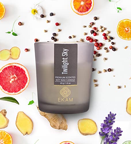 Image of EKAM Twilight Sky Votive Soy Wax Scented Candle, 40 Grams, 10 Hours Burn Time| Long Lasting Premium Candles | Ideal for Home Decor | Gifting & Aromatherapy