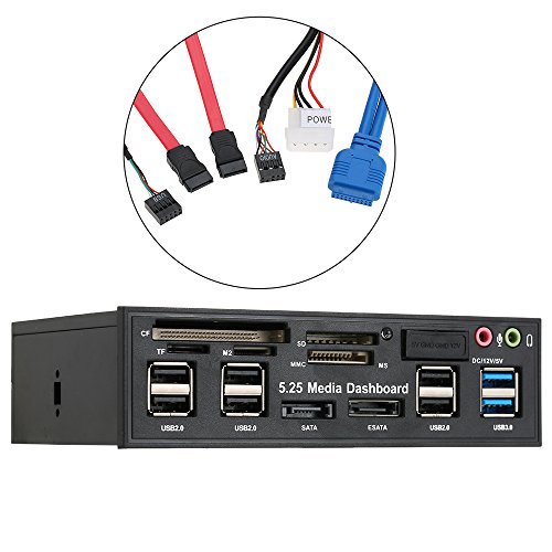 Docooler Multi-Function USB 3.0 Hub eSATA SATA Port Leitor de cartão interno PC Dashboard Media Fron