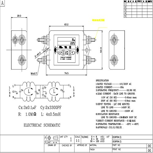 Hnnuy CW4L2 Noise Suppressor Power Emi Filter Termianl Single-Phase Line-Conditioner Jrele Ac 115/250V 20A Cw4L2-20A-S thumb #4