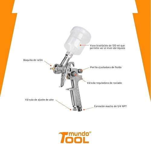 Miniatura 3 de Truper 11097  PIPI-410 - Mini pistola pulverizadora de alimentación por gravedad de retoque