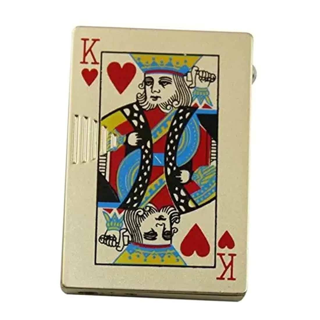 JPack Refillable Metal Side Slider Playing Card King/Badshah Print Windproof Jet Flame Pocket Lighter Cigarette Lighter Stylish Look Antique Lighter-image-37