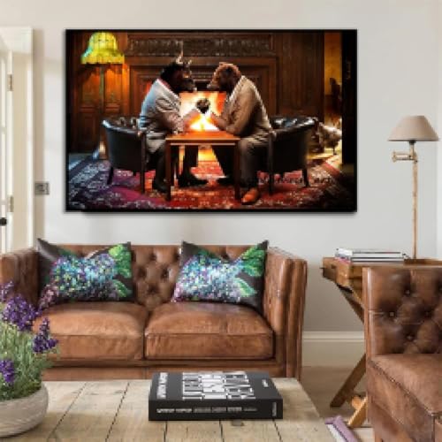 Impression sur toile abstraite Bull Vs Bear pour décoration murale moderne 50x70cm sans cadre