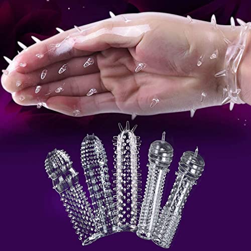 Sponver Transparent Threaded Mace Condom Male Condom Adult Lock Fine Ring Extended Sleeve Crystal Sleeve 5Pcs Akq132 #TOP2
