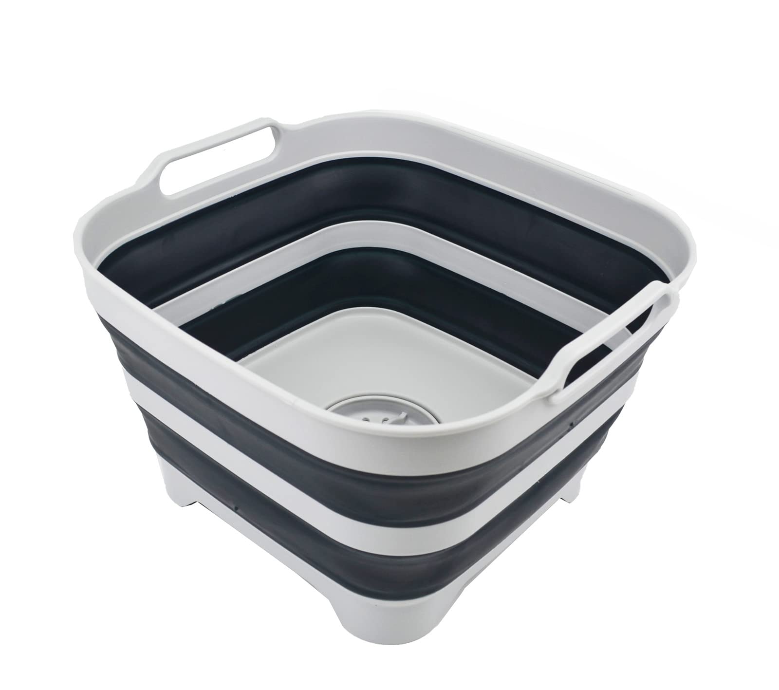 SAMMART Set Ciotola E Colino Pieghevole – Lavello Da Campeggio E Cucina Salvaspazio (Grigio Scuro/Verde)