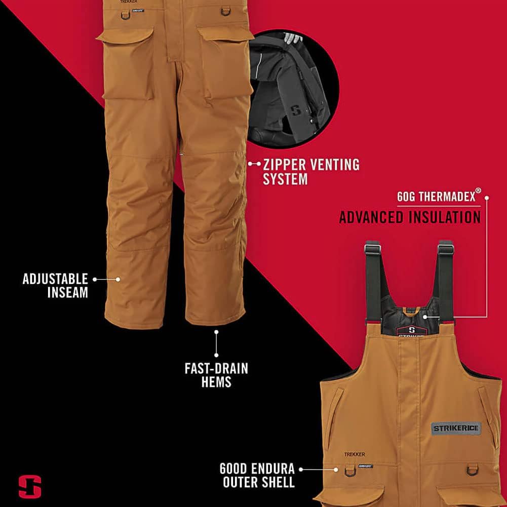 Striker Men's Trekker Durable Windproof Water-Resistant Insulated Outdoor Ice Fishing Bib with Sureflote Flotation Technology - Image 5