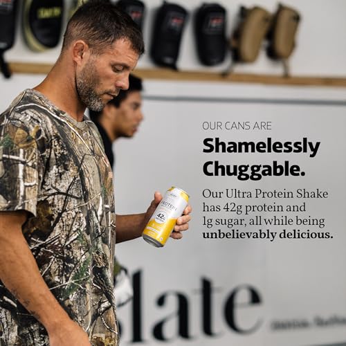 Image of Slate Milk -Ultra Protein Shake-Salted Caramel-42g Protein,1g Sugar,180 Calories,1g Net Carbs-Lactose Free,No Added Sugar-Made with Ultra Filtered Milk- Breakfast Boost,Post Workout- 15 fl oz,12 Cans
