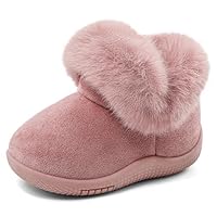 MK MATT KEELY Baby Winter Snow Boots 0-5 Years Toddler Girls Fluffy Booties Outdoor Warm Walking Shoes with Soft Anti-Slip Rubber Sole,Pink,Size 4/4.5 UK Child