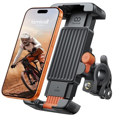 Lamicall Soporte Móvil Bicicleta Moto - [1S Liberación Rápida] 360° Rotación, Soporte Teléfono Moto con Protección de Silicona para iPhone 17/16/15/14 Pro MAX, Galaxy S25 S24 Ultra, 6-7" Smartphone