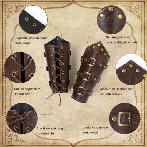 3PCS Renaissance Accessories – Viking Renaissance Belt, Medieval Pouch & Leather Bracers for Halloween3